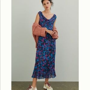Anthropologie Vibrant Blue and Pink Maxi Dress